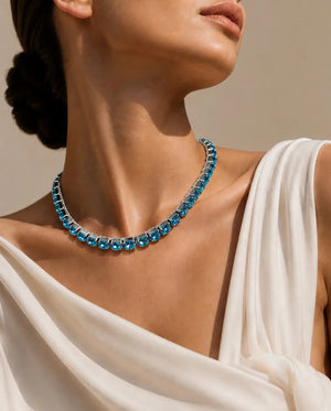 Acqua Marina Crystal Necklace – Argento - ELLY