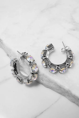 Aurora Boreale Crystal Hoop Earrings – Argento - ELLY