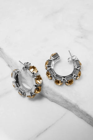 Champagne Crystal Hoop Earrings – Argento - ELLY
