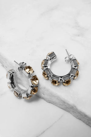 Champagne Crystal Hoop Earrings – Argento - ELLY