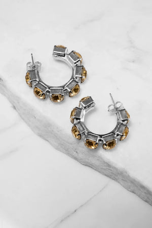 Champagne Crystal Hoop Earrings – Argento - ELLY