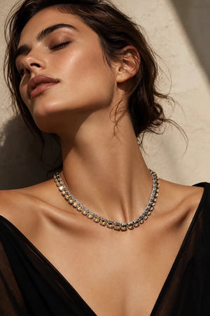 Champagne Crystal Necklace – Argento - ELLY
