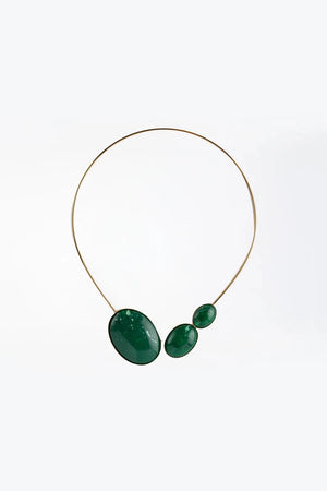 Collana Rigida con Pietre Ovali Verdi - ELLY