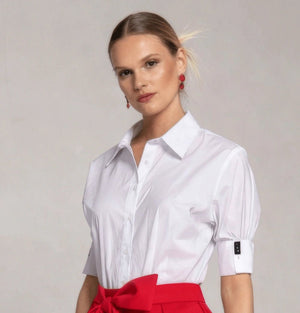 Crystal Cuff White Shirt - ELLY