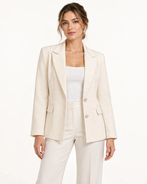 Crystal Embellished Cream Blazer - ELLY