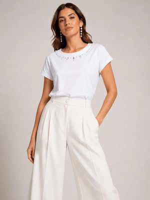 Embellished Neckline Top - ELLY