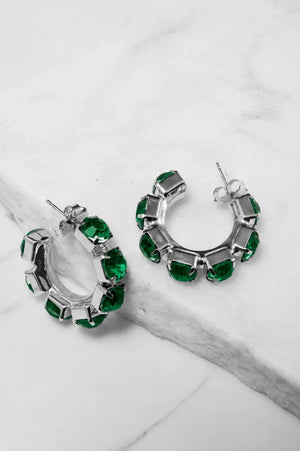 Emerald Crystal Hoop Earrings – Argento - ELLY