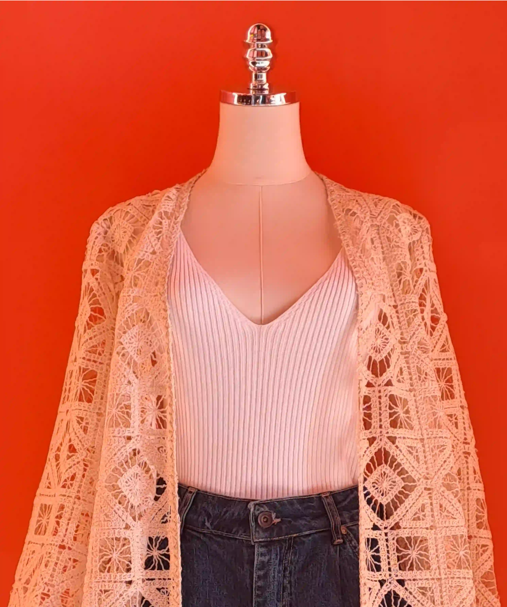 Geometric Lace Kimono - ELLY