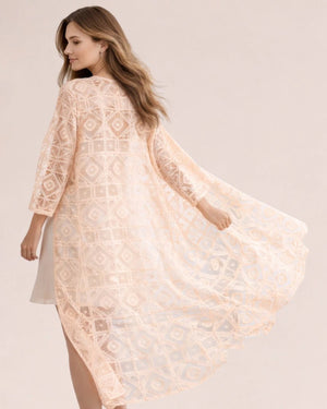 Geometric Lace Kimono - ELLY