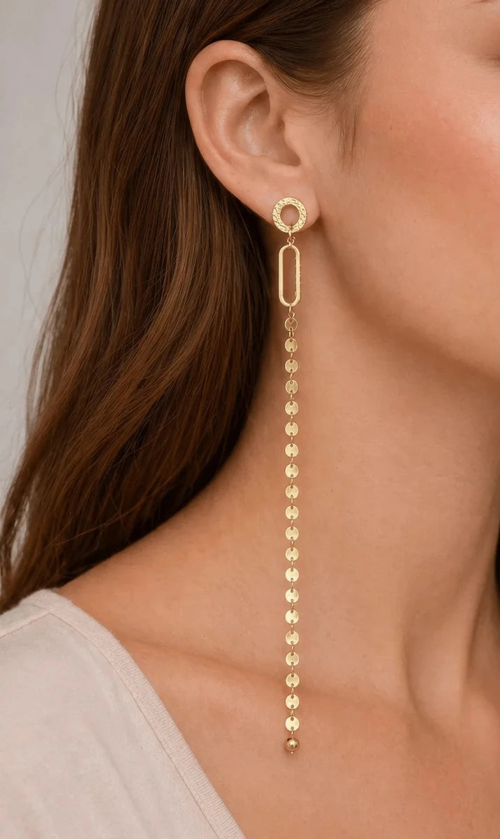 Gold - Tone Asymmetrical Zircon Drop Earrings - ELLY