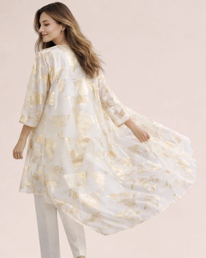 Golden Geometric Sheer Kimono - ELLY