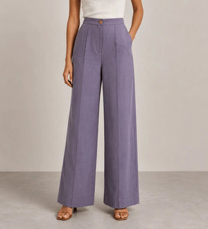 Grey Lilac Wide - Leg Pants - ELLY