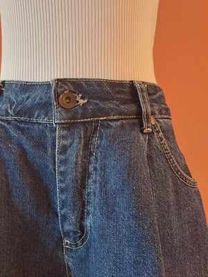 High - waisted rolled - hem shorts – Denim Blu - ELLY