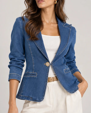 Italian-Made Buttonless Denim Jacket - Effortless Sophistication - ELLY
