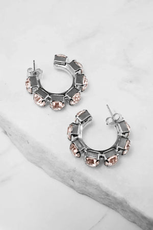 Light Peach Crystal Hoop Earrings – Argento - ELLY
