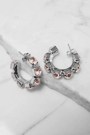 Light Peach Crystal Hoop Earrings – Argento - ELLY