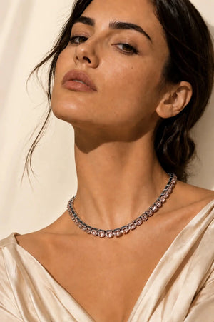 Light Peach Crystal Necklace – Argento - ELLY