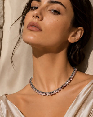 Light Peach Crystal Necklace – Argento - ELLY