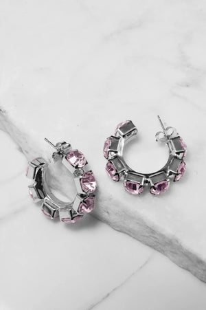 Light Rosa Crystal Hoop Earrings – Argento - ELLY