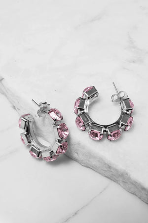 Light Rosa Crystal Hoop Earrings – Argento - ELLY