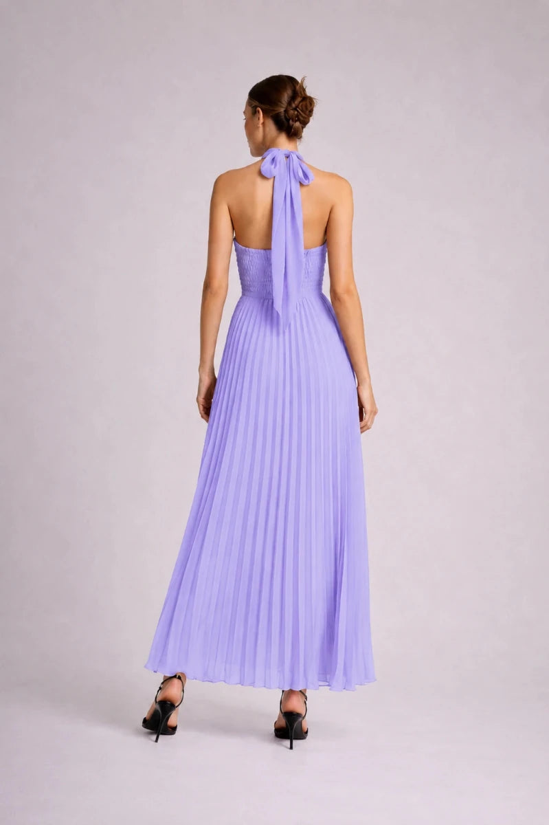 Pleated Halter Dress – Rosa - ELLY