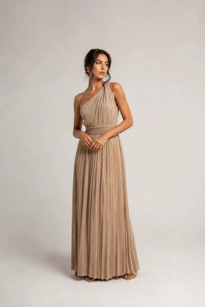 Pleated One - Shoulder Gown – Oro - ELLY