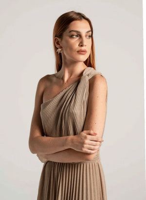 Pleated One - Shoulder Gown – Oro - ELLY