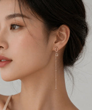 Rose Gold Asymmetrical Charm Drop Earrings - ELLY
