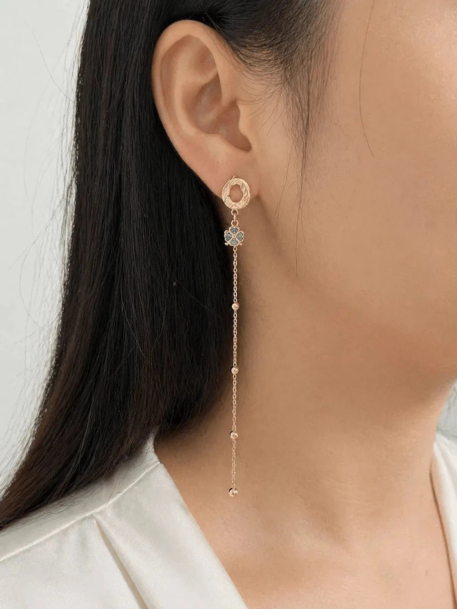 Rose Gold Asymmetrical Charm Drop Earrings - ELLY