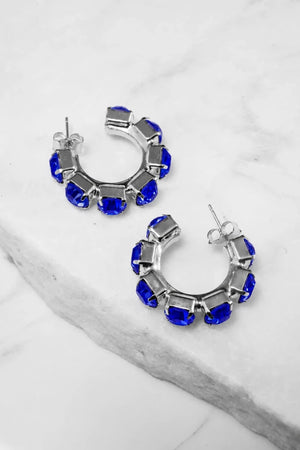 Royal Sapphire Crystal Hoop Earrings – Argento - ELLY