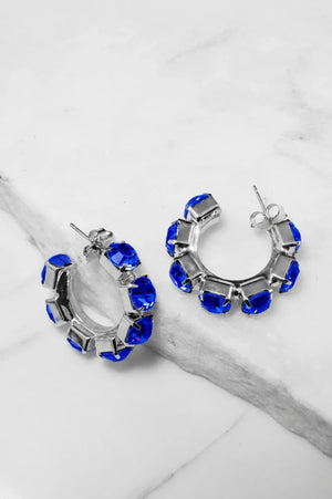 Royal Sapphire Crystal Hoop Earrings – Argento - ELLY