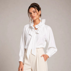 Satin Ruffled Neck Blouse - ELLY