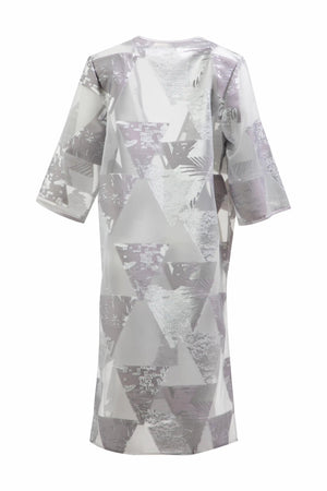 Silver Geometric Sheer Kimono - ELLY