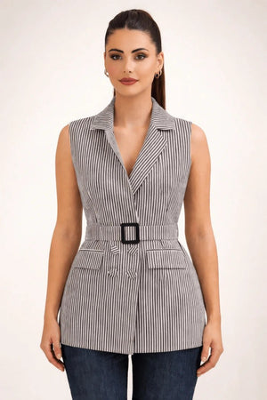 Striped Sleeveless Jacket – ELLY - ELLY