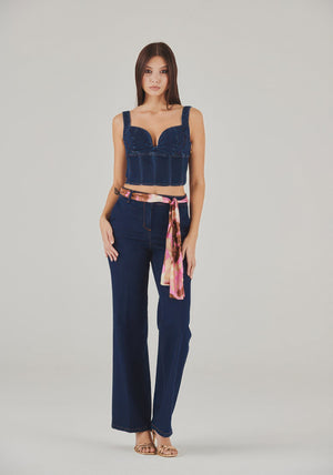 Sultry Summer Denim Corset Top - ELLY