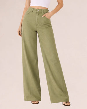 VerdeSalvia Wide - Leg High - Waisted Pants - ELLY