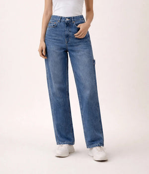 Wide - Leg Frayed Hem Jeans - ELLY