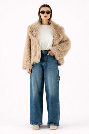 Wide - Leg Frayed Hem Jeans - ELLY