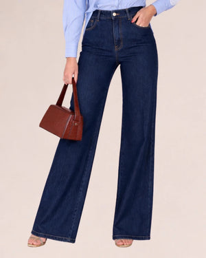 Wide - Leg High - Rise Dark Denim Jeans - ELLY