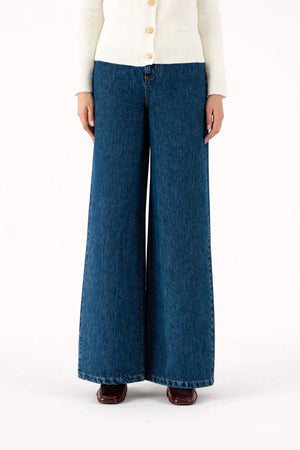 Wide - Leg Raw Denim Jeans - ELLY