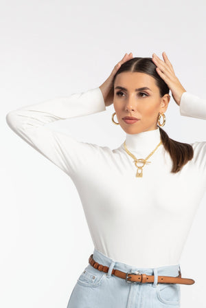 18 Karat Gold Plated Brass Necklace with Lock - ELLY