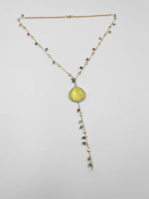 18-karat gold-plated chain necklace adorned with sparkling crystal ornaments and zircon stone - ELLY