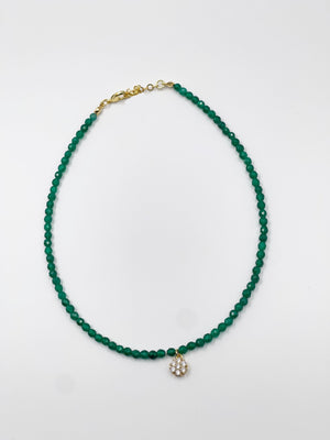 Agate stone pendant with zircon ornament and 18 karat gold plated chain - ELLY