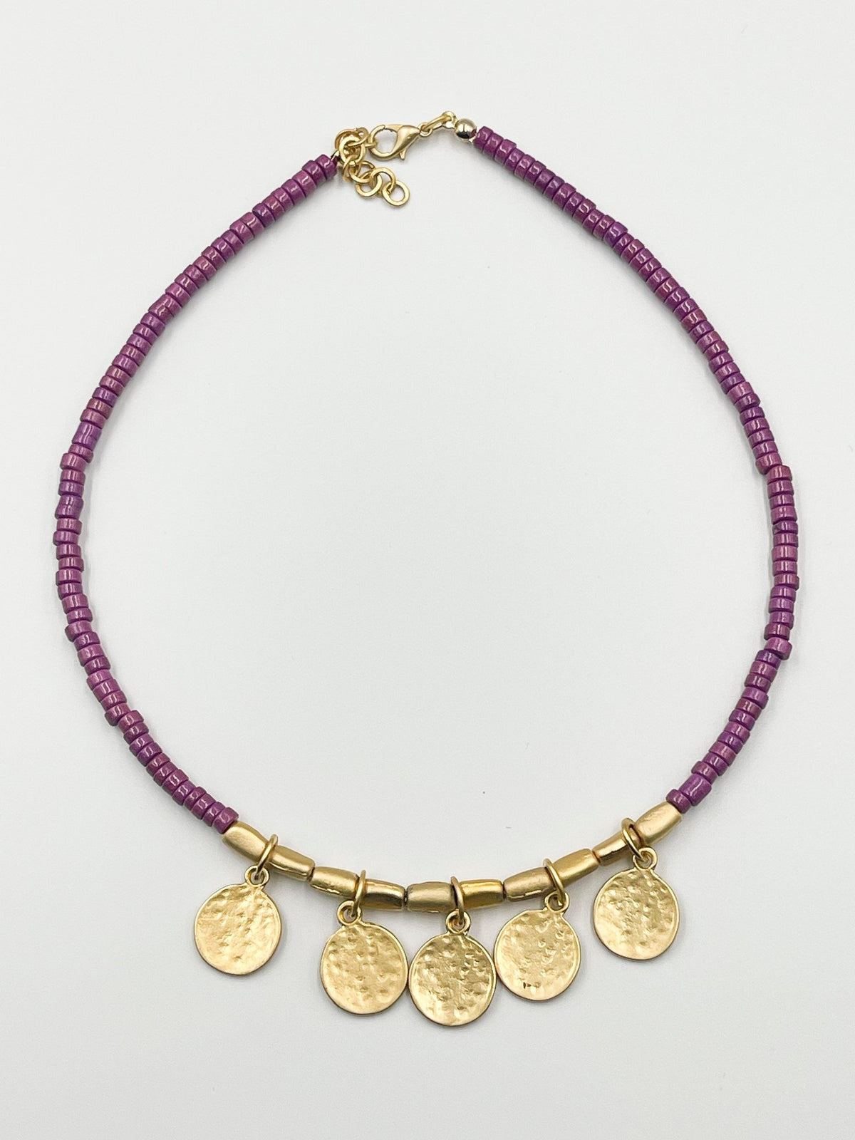 Gold plated 18 karat lab colored stone necklace - ELLY
