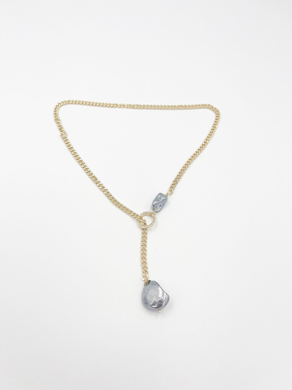 Pearl baroque stone necklace featuring an 18 karat gold plated chain - ELLY