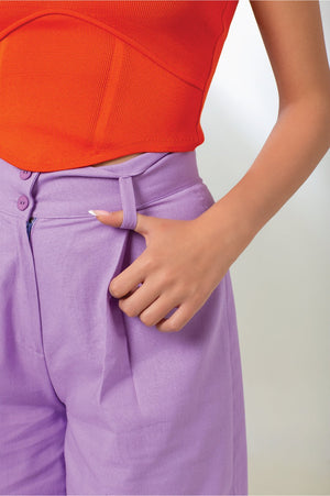 Purple Linen Shorts - ELLY