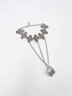 Silver plated brass bracelet ring - ELLY