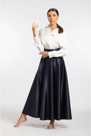 White Classic Satin Shirt - ELLY