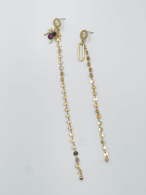 Yellow gold rhodium coated metal earrings with zircon motif - ELLY