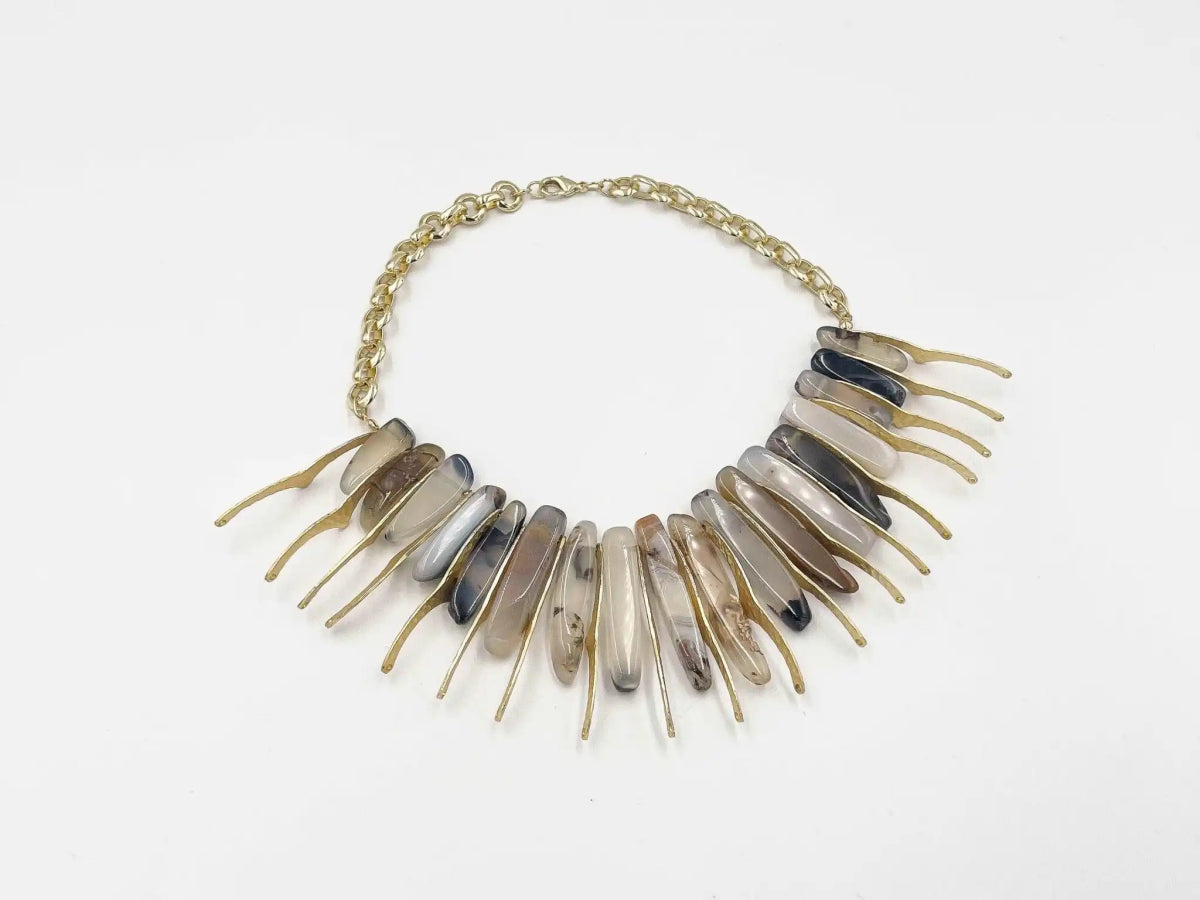 18 karat gold plated brass necklace with purple sodalite stones - ELLY